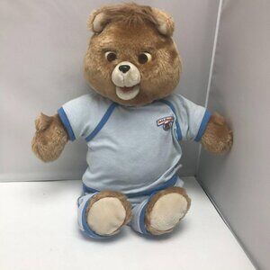 Vintage 1985 1980s Teddy Ruxpin Blue Pajamas Outfit Cassette Tape Talking Bear